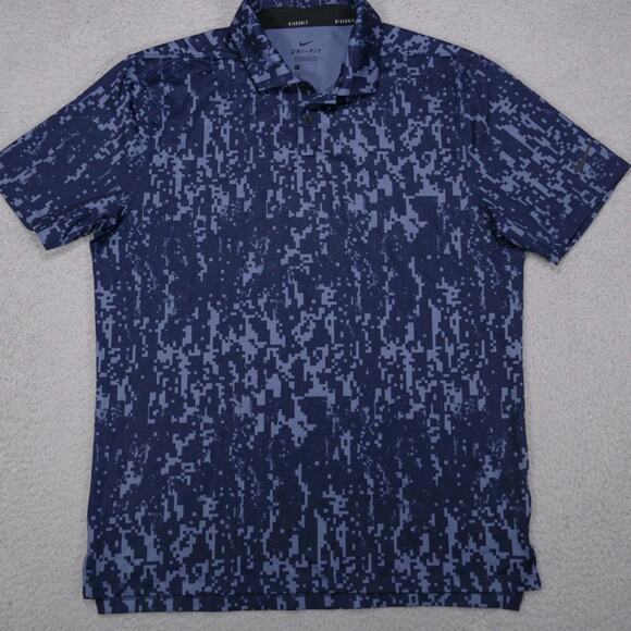 Nike Golf Dri-FIT Polo Shirt Mens Medium Standard Fit Blue Digital Camo - Picture 1 of 11